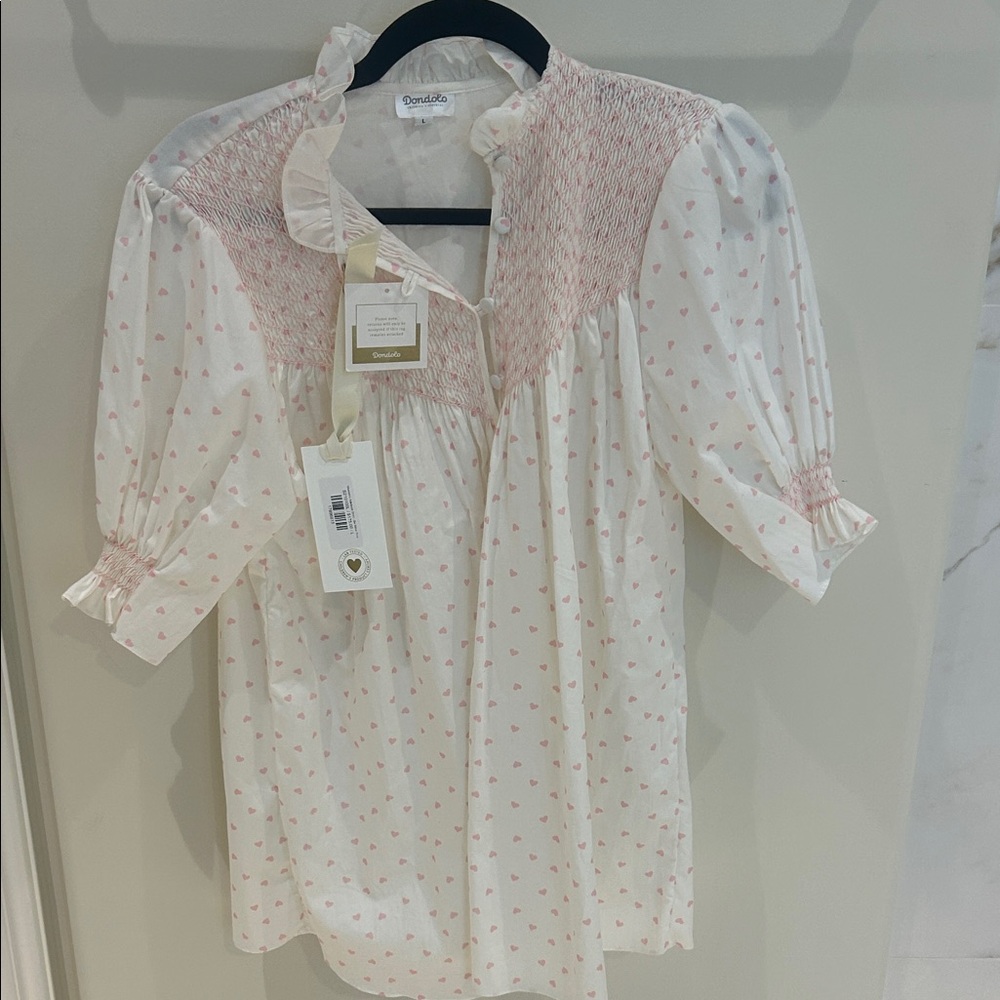 Dondolo White and Pink Smocked blouse